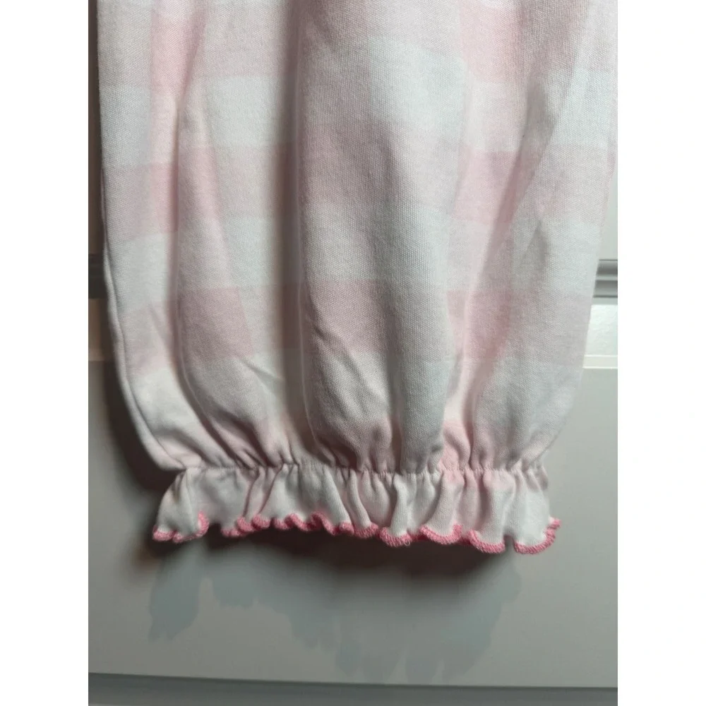 2. Mud Pie Pink Gingham Crochet Duck Baby Gown Sleeper 0-3 Months